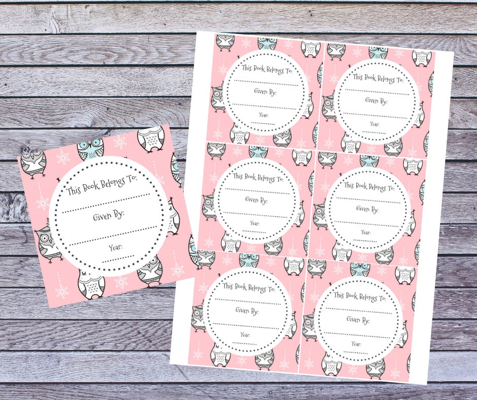 Printable Pink Owl Book Plate | This Book Belongs To | Printable Book Plate For Kids | Baby Shower B