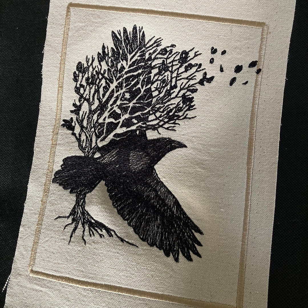 Tree Punk Patch Raven and Tree Embroidered Patch – Autumn Goth Punk Sew-on Swatch - Etsy