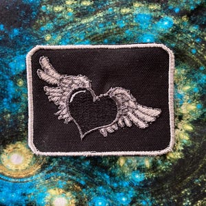 Winged Black Heart Embroidered Patch – Goth Punk Emblem