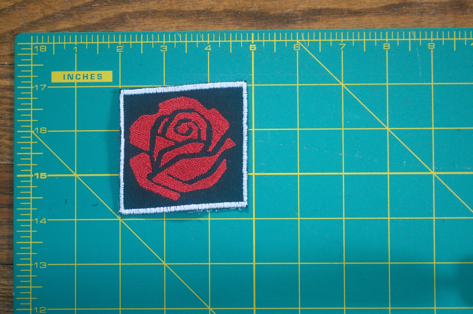 Socialist Rose Embroidered Patch Democraticsocialism Red on Black