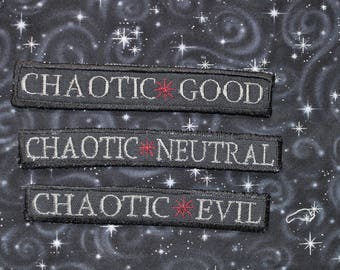 Chaotic Alignment Embroidered Patch D&D Roleplaying LARPing