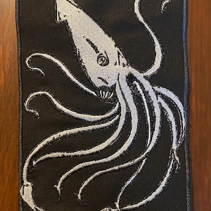 Embroidered Squid Patch – Large Sew-On Back Patch, Original Artwork