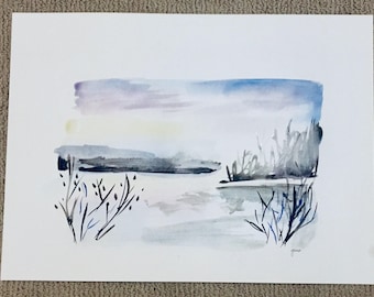 Snowy River || original watercolor ||home decor