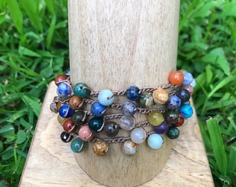 CUSTOM MULTI-STONE Gemstone Long Necklace/ Wrapped Bracelet