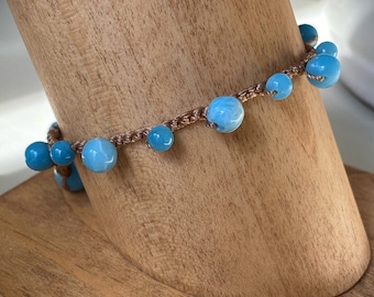 Larimar (stone of balance) mindfulness meditation gemstone bracelet