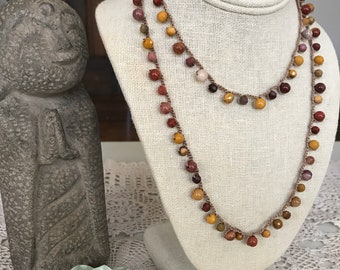 MOOKAITE (stone of adventure) mindfulness gemstone long necklace / wrapped bracelet