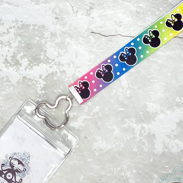 Rainbow Mouse Lanyard // Pin Trading, Fast Passes, Hotel Room Key, ID Badge, Fish Extender // Made in USA