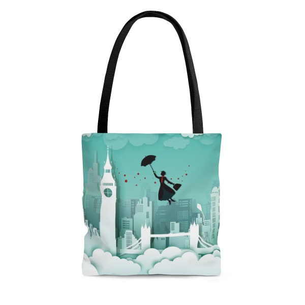 Mary Over London Tote Bag // Travel, Book Bag, Shopping Bag, Disney Vacation, DVC, Fish Extender Gift, Luggage, Mary Poppins  // Made in USA