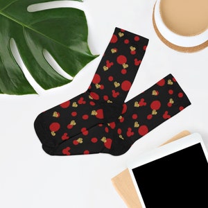 Dots and Hearts Unisex Socks // Travel, Disney Vacation, Stocking Stuffer, Fish Extender Gift, Dapper Day, Valentines // Printed in USA image 7