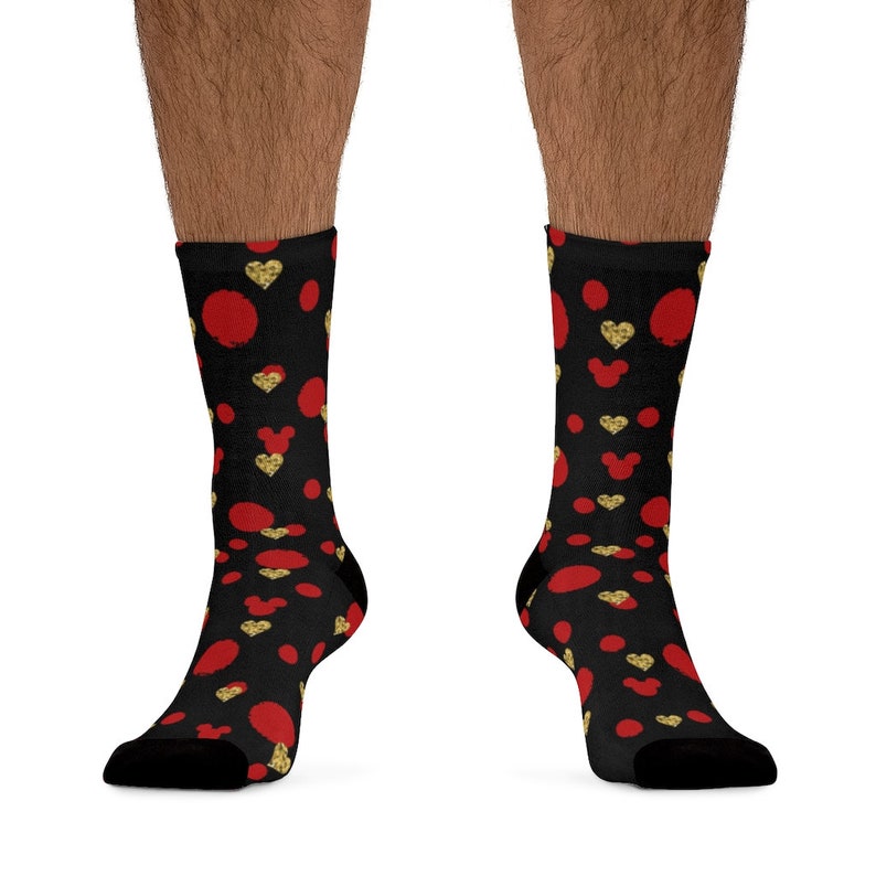 Dots and Hearts Unisex Socks // Travel, Disney Vacation, Stocking Stuffer, Fish Extender Gift, Dapper Day, Valentines // Printed in USA image 4