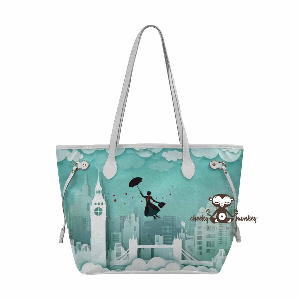 Mary Over London Tote Bag // Travel, Beach, Theme Park, FE Gift, Cruise, Disney Vacation, School, Purse, Handbag, Luggage
