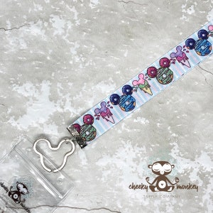 Donuts and Ice Cream Cones Mouse Lanyard // Pin Trading, Fast Passes, Hotel Room Key, ID Badge, Fish Extender, Work, Vacation // Made in USA