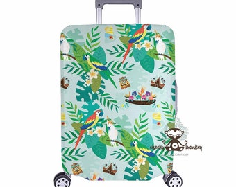 Enchanted Tiki Birds Luggage Cover // Travel, Suitcase, Fish Extender Gift, Disney Vacation