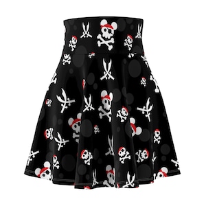 Mouse Pirate Life Women&#39;s Skater Skirt // Sizes XS-2XL // Pirate Night, Travel, Cosplay, Vacation, Cruise, Bounding // Made In USA