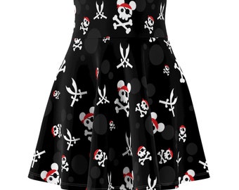 Mouse Pirate Life Jupe patineuse pour femmes // Tailles XS-2XL // Pirate Night, Travel, Cosplay, Vacation, Cruise, Disney Bounding // Made In USA