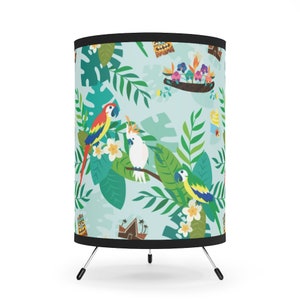 Enchanted Tiki Birds Tripod Lamp // Home Decor, Table Lamp, Seasonal Decoration // Printed in USA