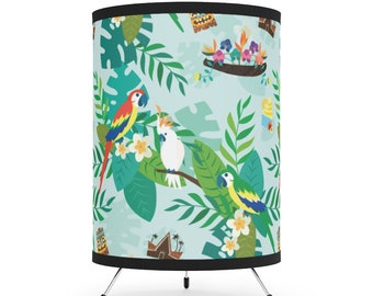 Enchanted Tiki Birds Tripod Lamp // Home Decor, Table Lamp, Seasonal Decoration // Printed in USA