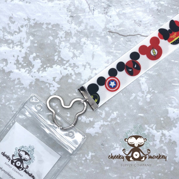 Super Hero Mouse Lanyard // Fish Extender Gift, Fast Pass, Annual Pass, Hotel Room Key, ID Holder, Cruise, Vacation