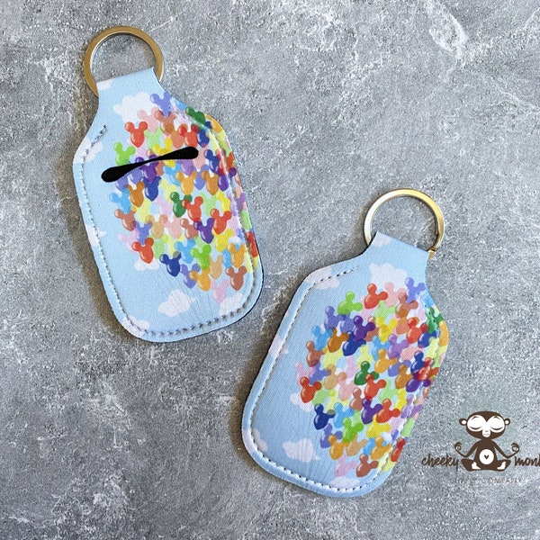 Theme Park Balloons Hand Sanitizer or Lip Balm Holder Keychain // FE Gift, Party Favor, Fish Extender, Disney Cruise Line // Printed in USA
