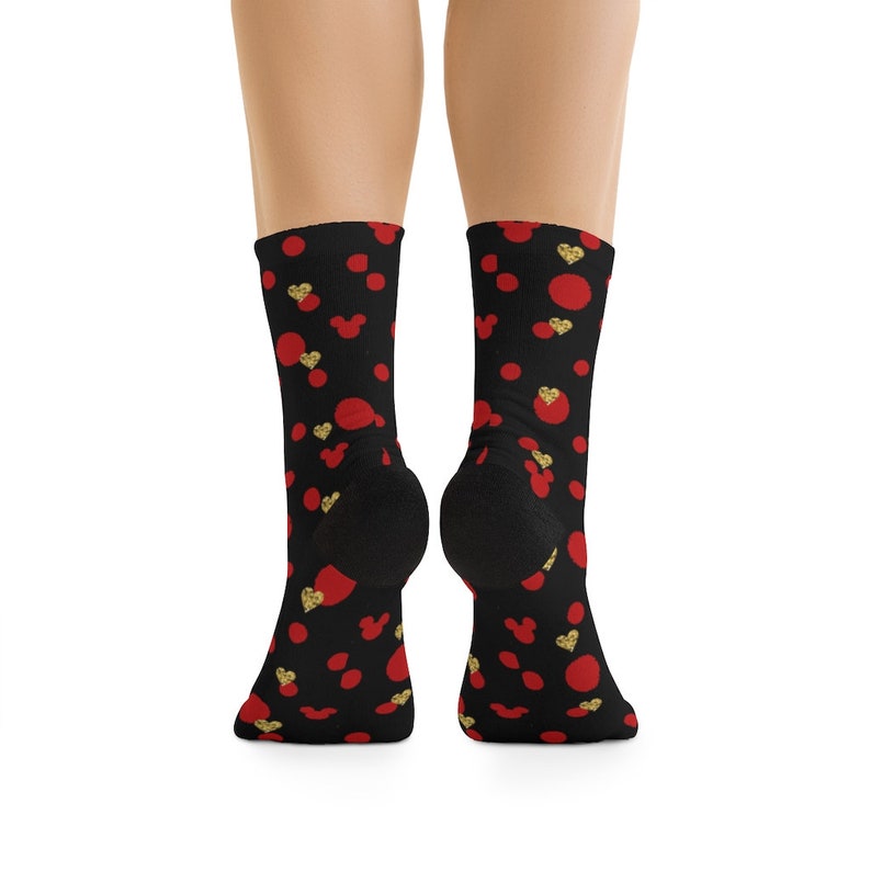 Dots and Hearts Unisex Socks // Travel, Disney Vacation, Stocking Stuffer, Fish Extender Gift, Dapper Day, Valentines // Printed in USA image 3