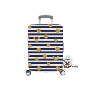 Preppy Stripe and Dots Luggage Cover // Travel, Suitcase, Fish Extender Gift, Vacation, Cruise