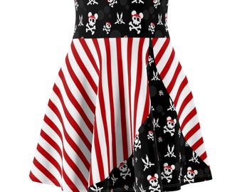 Falda patinadora de mujer Mouse Pirate Life // Tallas XS-2XL // Noche Pirata, Viajes, Cosplay, Vacaciones, Crucero, Disney Bounding // Hecho en EE.UU.