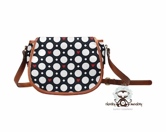 Polka Dot Cross Body Saddle Bag // Travel, Beach, Theme Park, FE Gift, Cruise, Disney Vacation, Luggage, Purse, Handbag