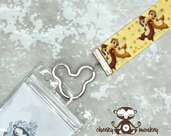Chip and Dale Chipmunk Lanyard // KTTW, Disney Cruise Line, DCL, Disneyland, Walt Disney World, Pin Trading, ID Holder // Fish Extender Gift