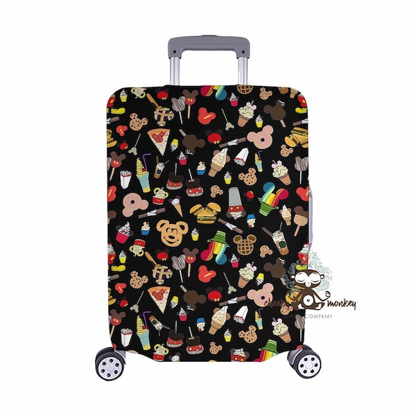 Theme Park Sweet Treats Luggage Cover // Travel, Suitcase, Fish Extender Gift, Disney Vacation