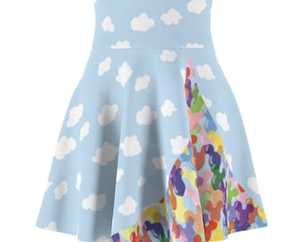 Theme Park Balloons Women&#39;s Skater Skirt // Sizes XS-2XL // Travel, Cosplay, Vacation, Cruise, Disney Bounding // Made In USA