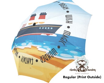 Five Cruise Ships Anti-UV Umbrella // FE Gift, Travel, Accessories, School, Work, Vacation, Cruise, Theme Park