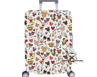 Theme Park Sweet Treats Luggage Cover // Travel, Suitcase, Fish Extender Gift, Disney Vacation