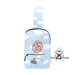Adventure Awaits Sling Pack // Travel, Beach, Theme Park, Cruise, Vacation, School, Purse, Handbag, Luggage, Chest Bag, Backpack