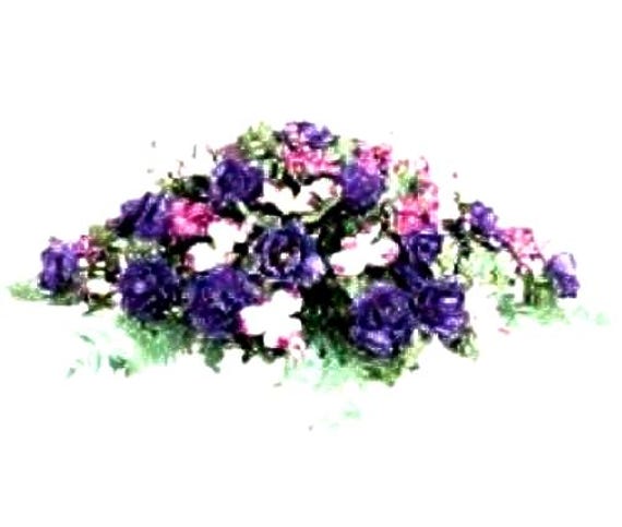 Flower SADDLE in Deluxe Silk PURPLE MAGENTA White for Grave-site Presentation in Remembrance of Loved Ones.