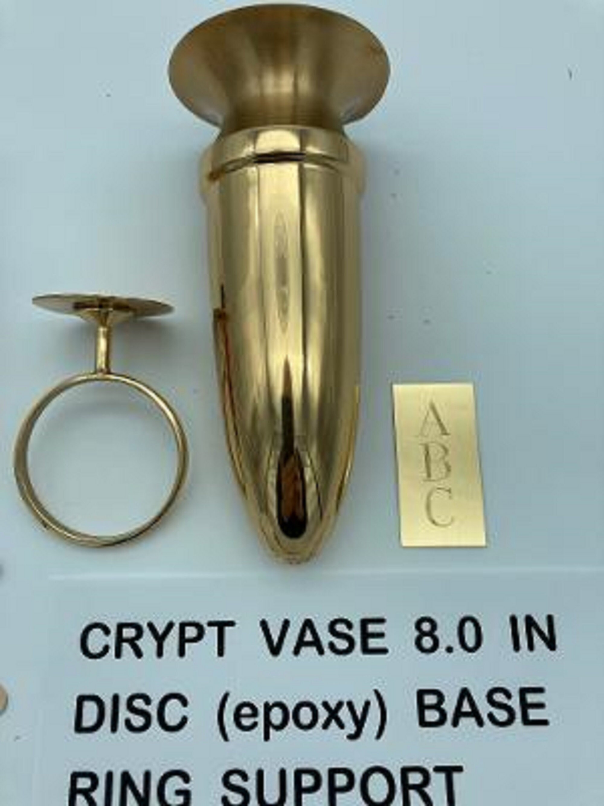 CUSTOM ENGRAVED Crypt Mausoleum Niche Vase Bronze Metal 7 Inch Add