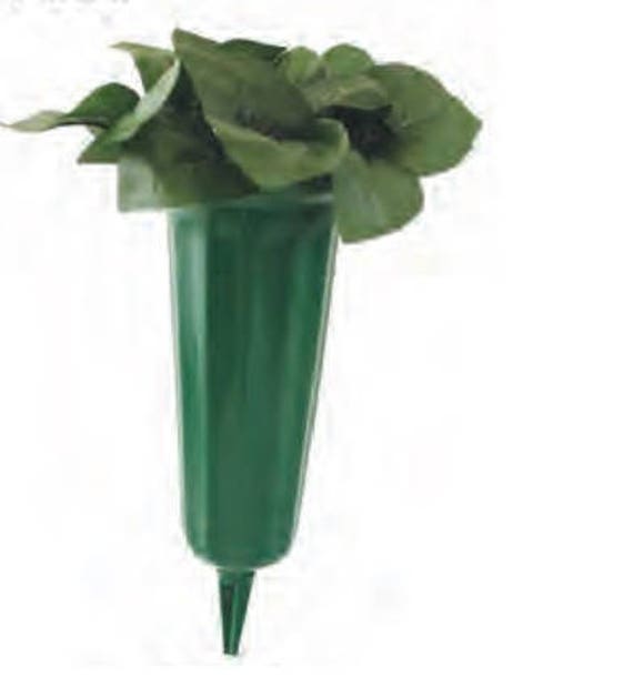 CEMETERY DIY VASE with Removable Spike, Leafy Foliage, Foam Insert, Perma-Plastic for Grave-site in Remembrance or Home Garden -