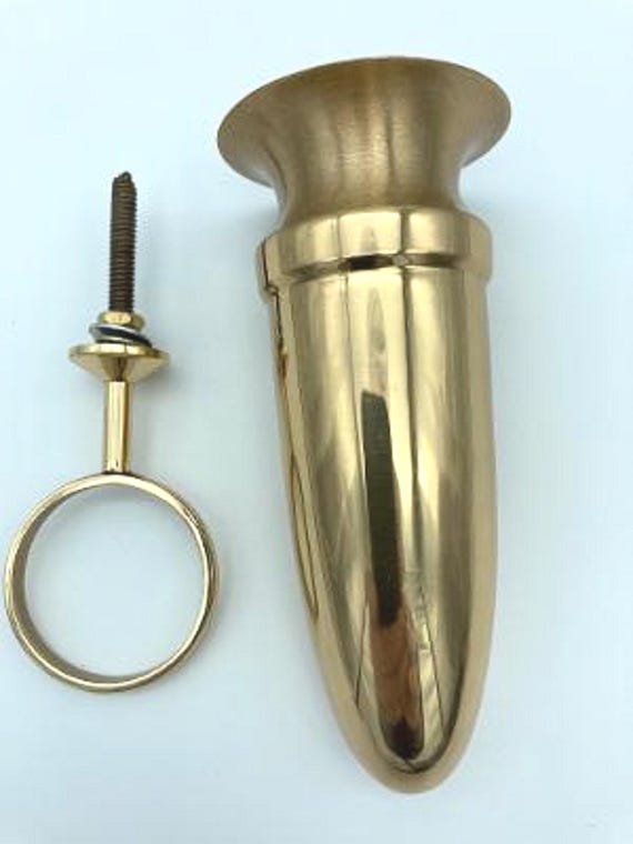 Crypt Mausoleum Niche Bronze Metal Vase - 5 Inch with Bronze Bolt / Ring Base -