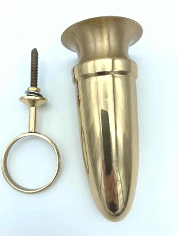 Crypt Mausoleum Niche Bronze Metal Vase - 5 Inch with Bronze Bolt / Ring Base -