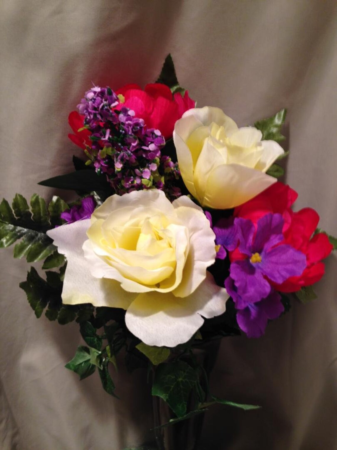 Silk Flowers and Crypt Mausoleum Vase With Button Bolt Support Etsy