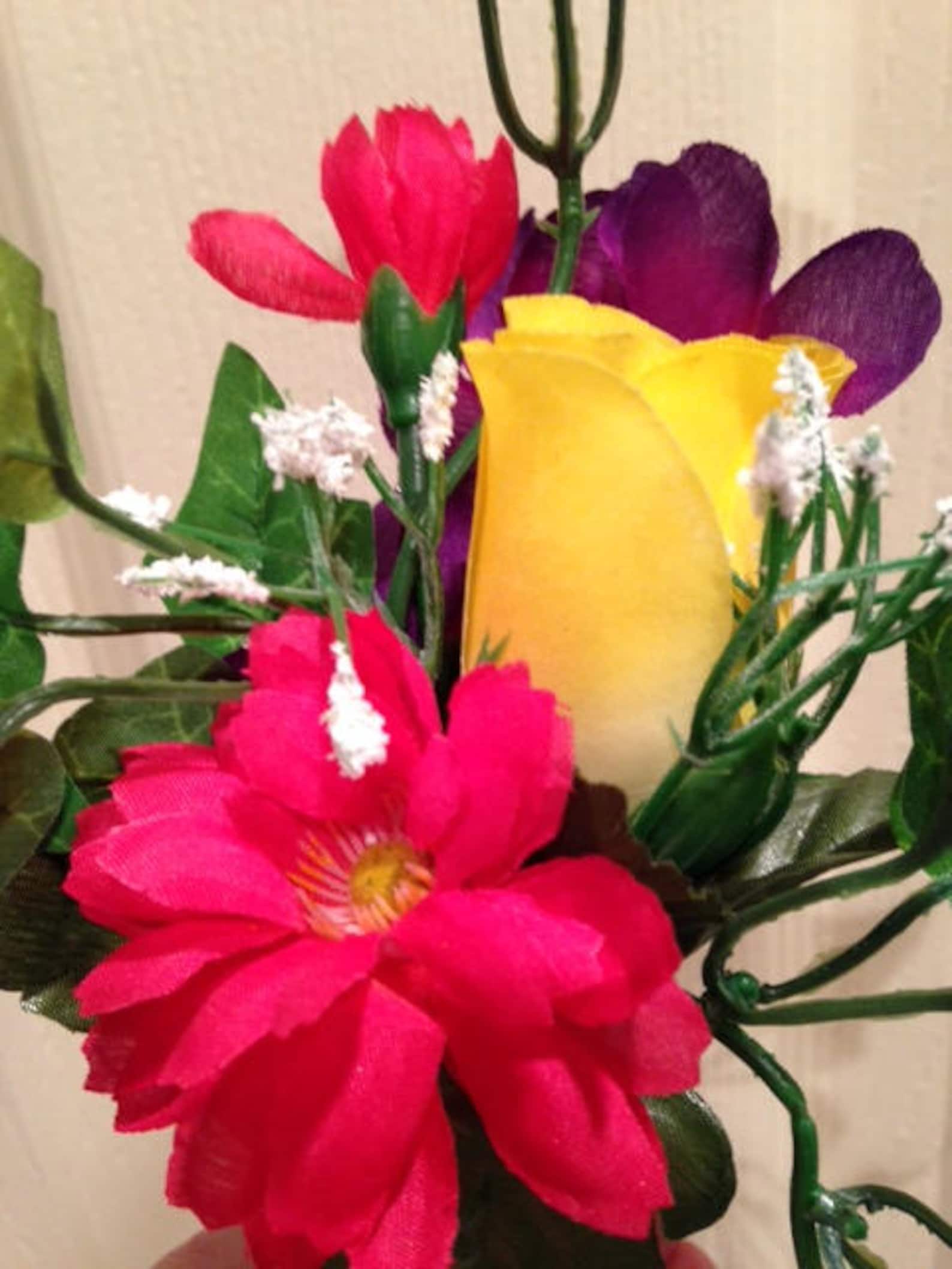 Silk Flower Niche Crypt Arrangement of Rose Delphinium Bell Etsy