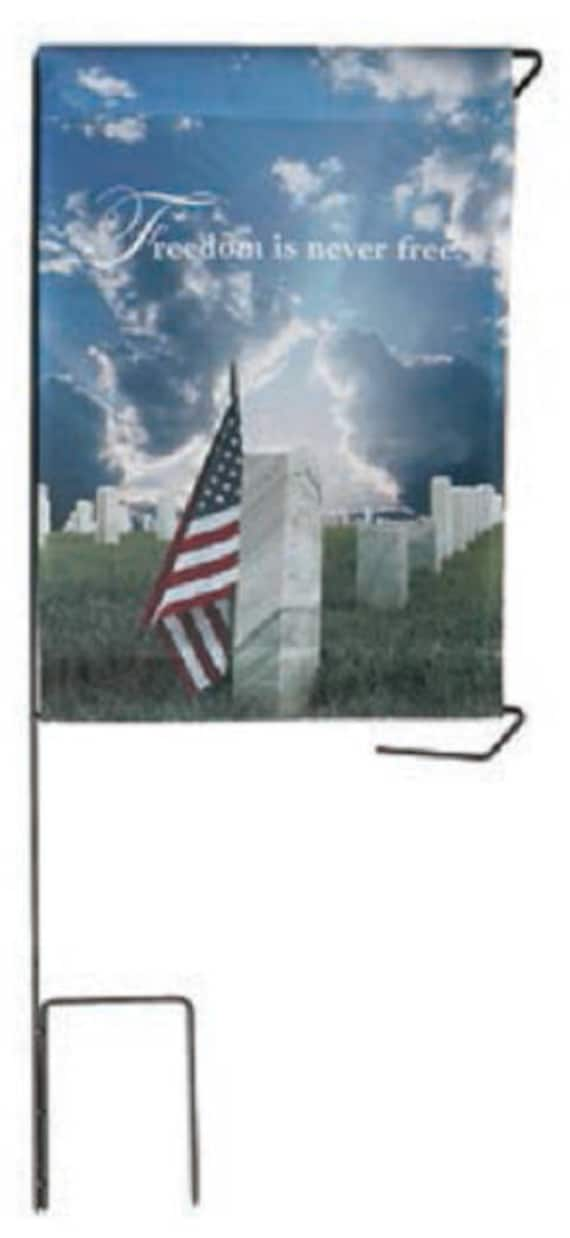 Cemetery DIY BANNER "Freedom Is Never Free" for Grave-site Presentation in Remembrance of Loved Ones or Home Garden Use -