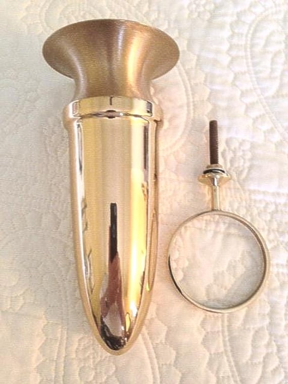 Engraved Bronze Mausoleum Vase: 7 Inch Crypt Niche Vase, Bolt-on Base