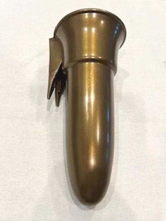 Crypt / Mausoleum Flower GOLD "V" Vase - 7.75 IN with Bolt / Button Support -