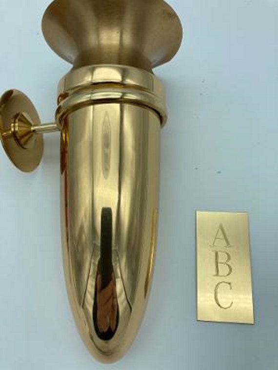 CUSTOM ENGRAVED Crypt Mausoleum Niche Vase - Bronze Metal 7 Inch - Add 3 Personal Engraved Initials