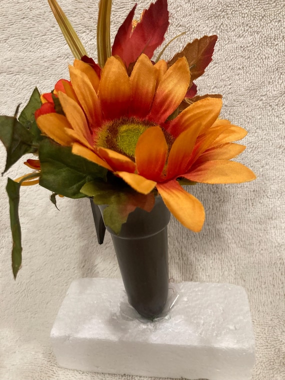 Artificial - Mausoleum / Niche Bouquet Sun Flower Arrangement &  Ivy -NO VASE
