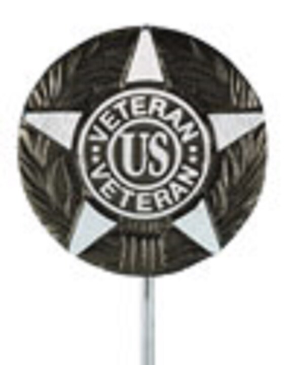 DIY Cemetery Military Emblem Faced Aluminum METAL Flag Holder for Grave-site Presentation in Honor of Loved Ones or Home Use -