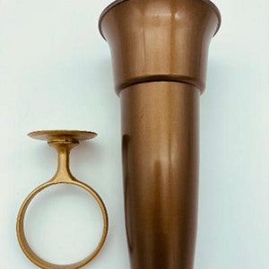 Mausoleum Crypt Bronze / Brown Vase 5.5 inch Old GOLD Ring Disc Base (epoxy) Support (5.5 IN)