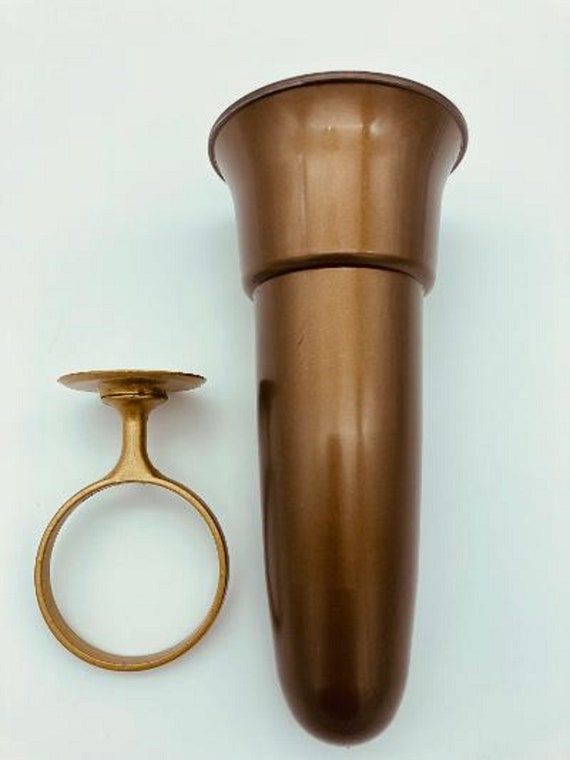 Mausoleum Crypt Bronze / Brown Vase 5.5 inch Old GOLD Ring Disc Base (epoxy) Support (5.5 IN)