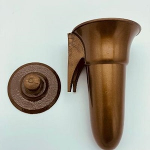 Mausoleum Crypt Brown Vase 4.0 IN - Royal Duchess - (EPOXY) Disc Button Support-