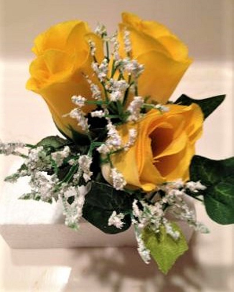 Silk Flower Niche / Crypt Arrangement of Yellow Rose Etsy